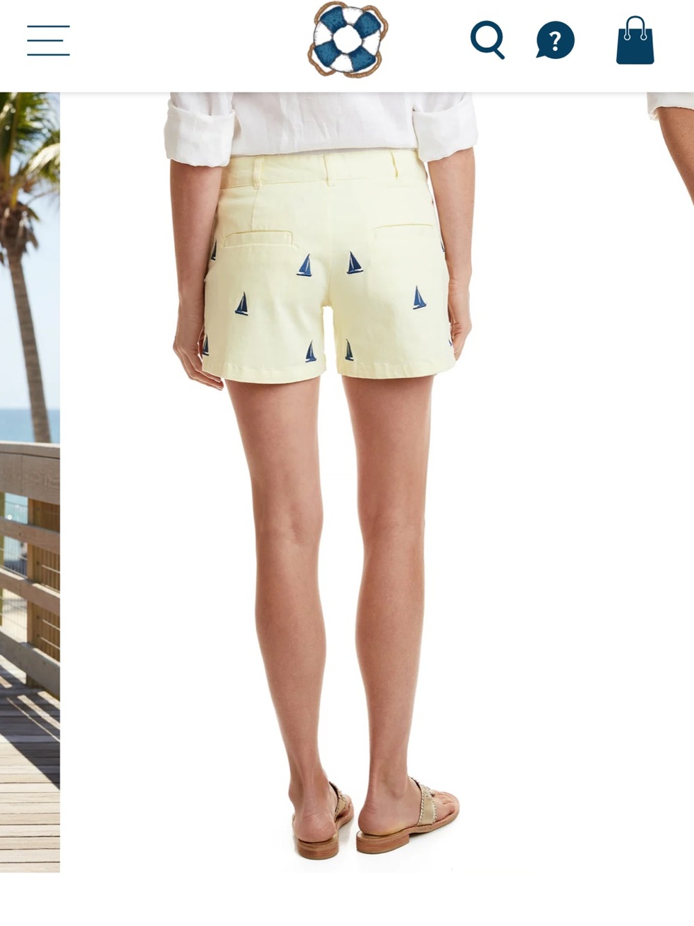 NWT Castaways Nantucket Light Yellow Embroidered Sailboat-Print Bermuda Shorts - Picture 4 of 6